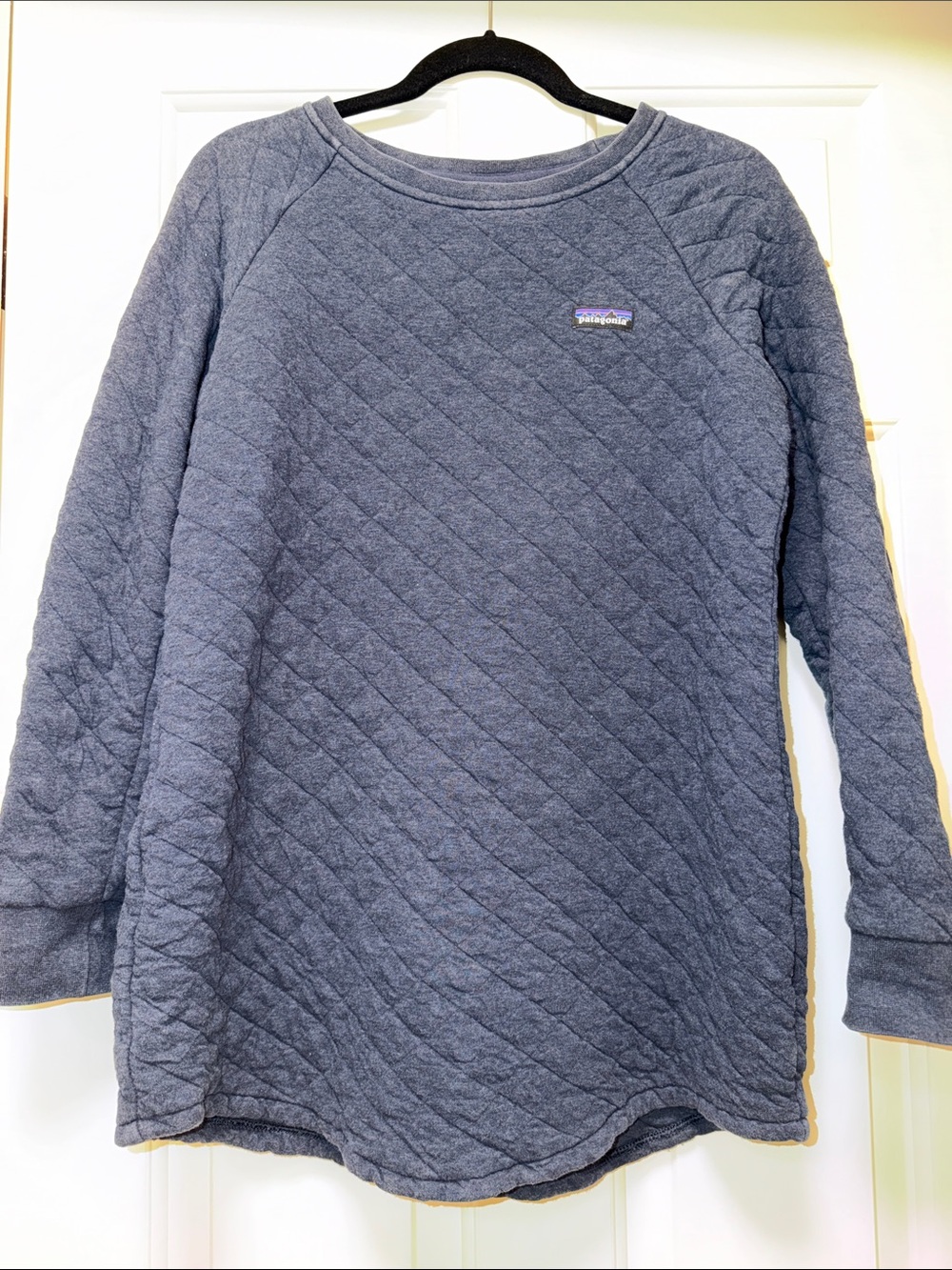 Patagonia Slate Blue Diamond-Quilt Crewneck Sweatshirt Small